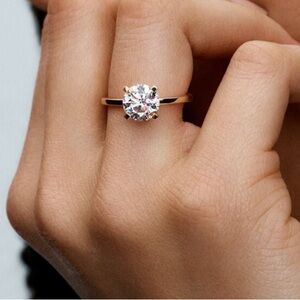 14k Gold Plated‎ S925 Engagement Ring 2.00ct Solitaire Simulated Diamond, Sz 6
